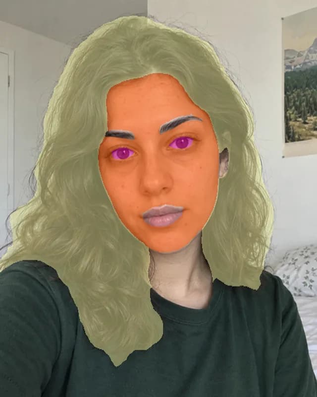 Example person 7 with colored regions marking the skin, hair and eyes.